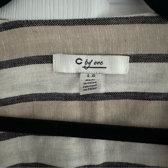 Size L CbyOne Linen Blend Belted Cover Up Kimono Cardigan - Picture 4 of 6